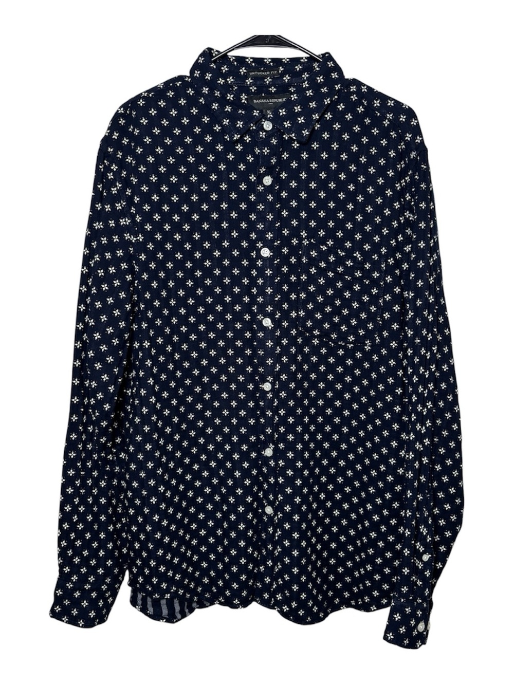 Banana Republic Button Down Shirt Men XL Untucked Fit Long Sleeve Preppy Gauze
